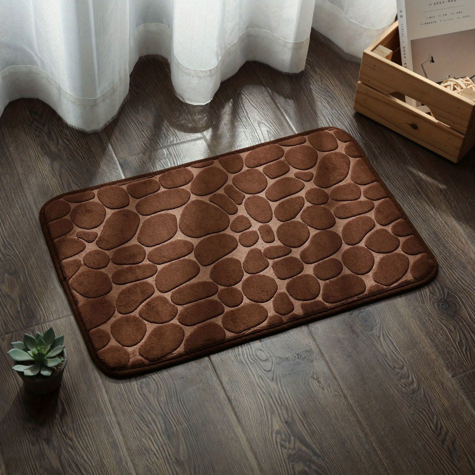 Soft Non Slip Cobblestone Embossed Bath Mat