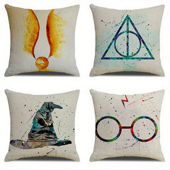 4pcs Assorted Printed Linen Throw Pillow Covers