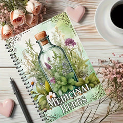 Vintage Apothecary Herbal Notebook Spiral Bound Green Cover