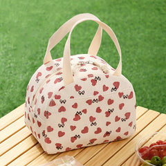Large Capacity Insulated Lunch Bag, Beige, Portable & Stylish, Durable Tin Mater