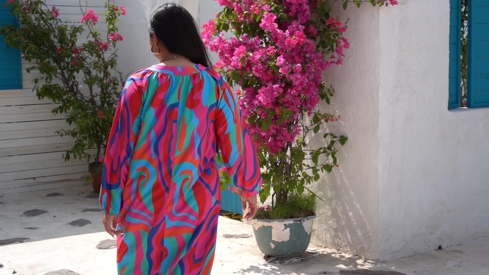 Print Button Up Maxi Dress