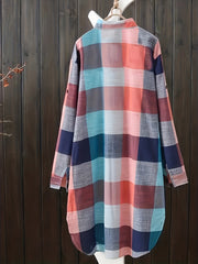  Plaid Print Button Up Long Sleeve Shirt