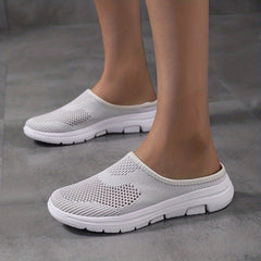 Women's Mesh Hollow Out Slip On Mules Flat Casual Shoes