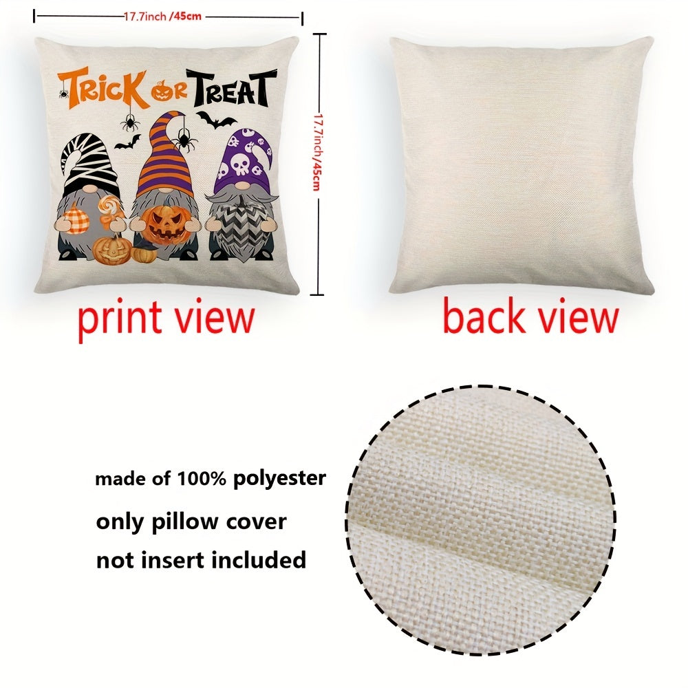 Halloween Pumpkin and Faceless Man Throw Pillow Cover 17.7x17.7in