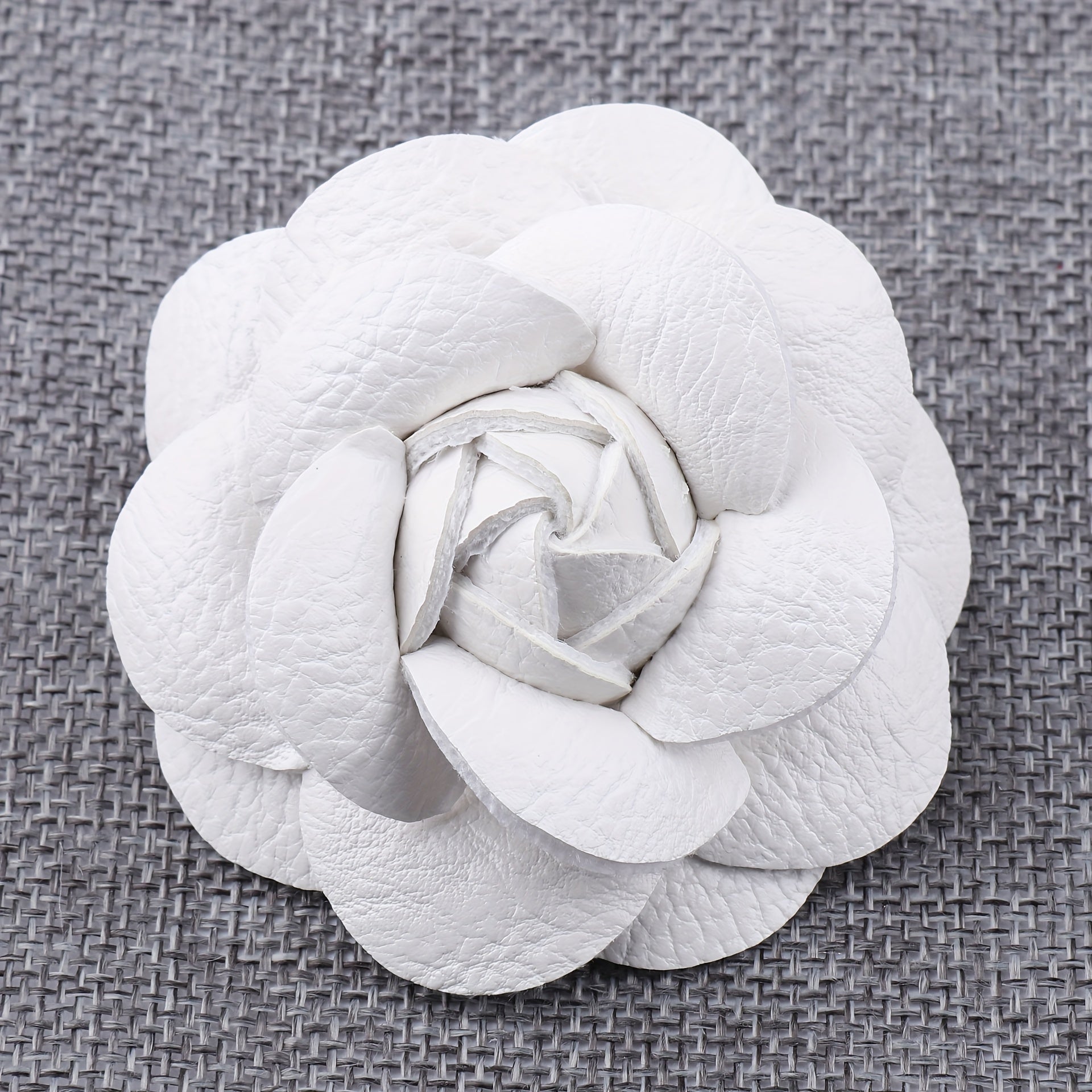 Unisex PU Leather Camellia Flower Boutonniere Stick Brooch Pin