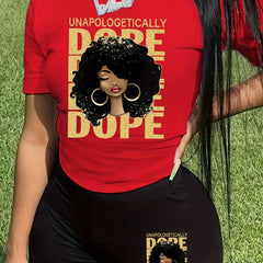 Graphic Print Casual Two Piece Set Tee & Shorts Outfit