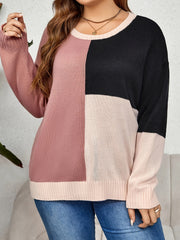  Colorblock Round Neck Sweater