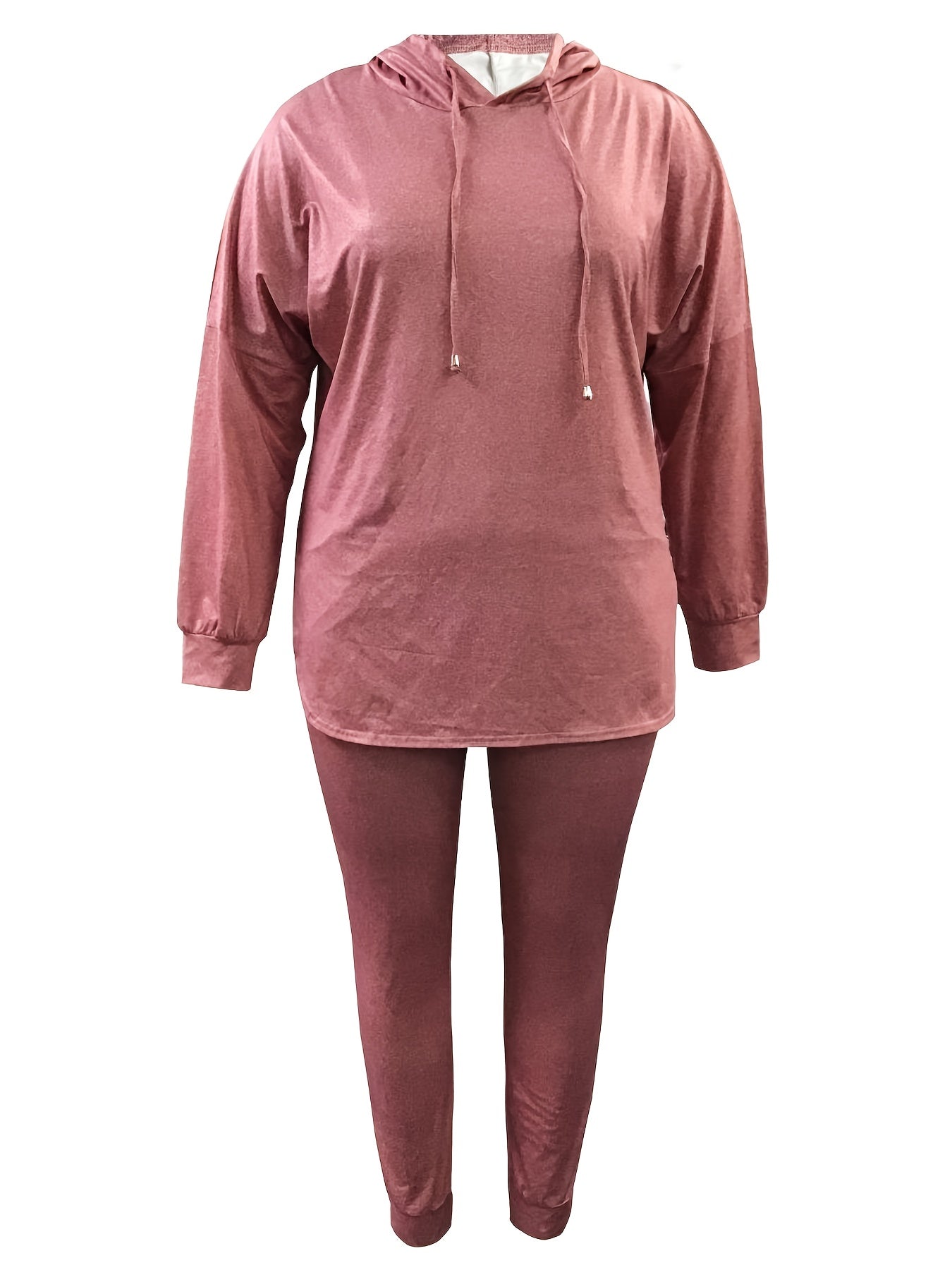 Plus Solid Hoodie & Pants 2 Piece Set