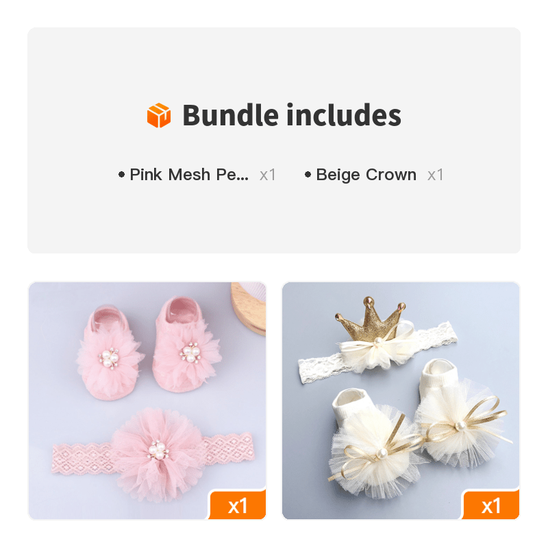 Cute Baby Headband & Socks Set - 2 Pack