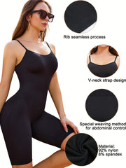 Ribbed Slip Shaping Romper Tummy Control Slimmer Sports Yoga Body Shaper