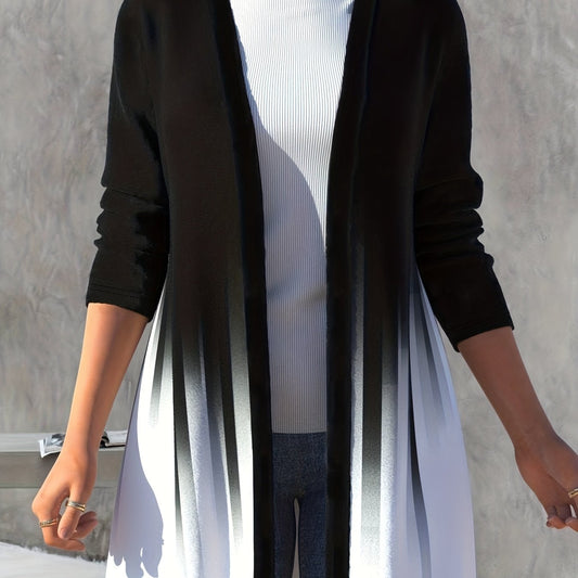  Ombre Print Long Sleeve Open Front Cardigan