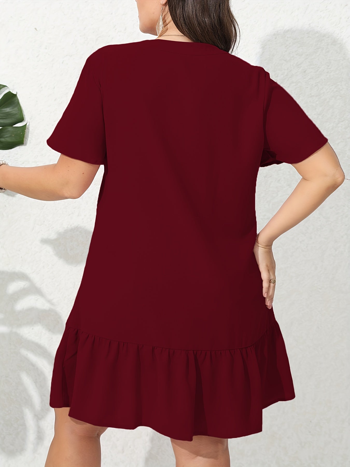  V Neck Ruffle Dress Short Sleeve