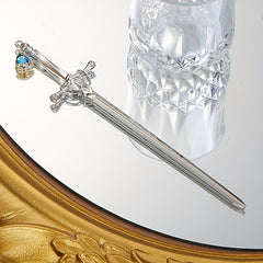 Rhinestone Sword Hair Pin Vintage Bun Holder Alloy Accessory