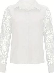  Lace Sleeve Button Up Blouse