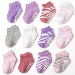 12pairs Baby Girls Kids Non-Slip Socks Soft Comfy Toddlers Children's Socks