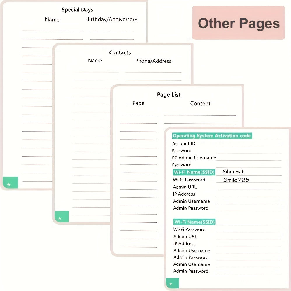 Alphabetical Tabs Password Book, Medium Size, Hardcover