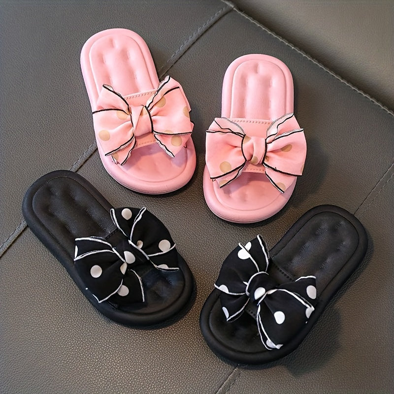Girls Bowknot Slippers Non Slip Lightweight Open Toe Slippers for Indoor Outdoor