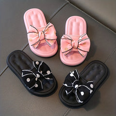 Girls Bowknot Slippers Non Slip Lightweight Open Toe Slippers for Indoor Outdoor