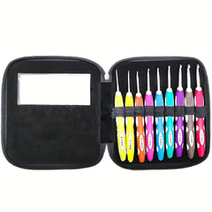 9pcs Aluminum Crochet Knitting Tool Set with Two Handle in PU Package