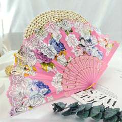 Flower Lace Fan Embroidery Fan Stage Performance Silky Fna