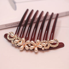 Vintage Faux Pearl Hair Comb Rhinestone Hair Comb Women's Classic Headwear