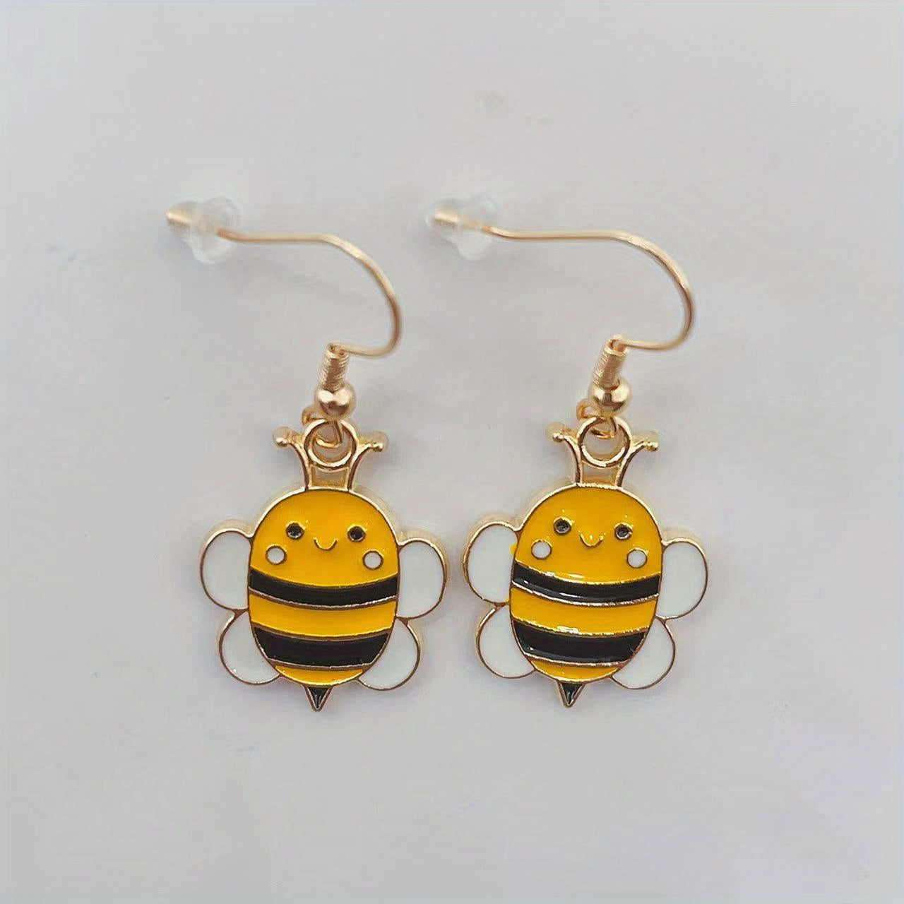 Cartoon Bee Image Stud Earrings for Women
