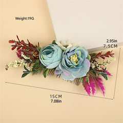 Pink Rose Flower Hair Comb for Wedding Prom Party with Non Slip Base