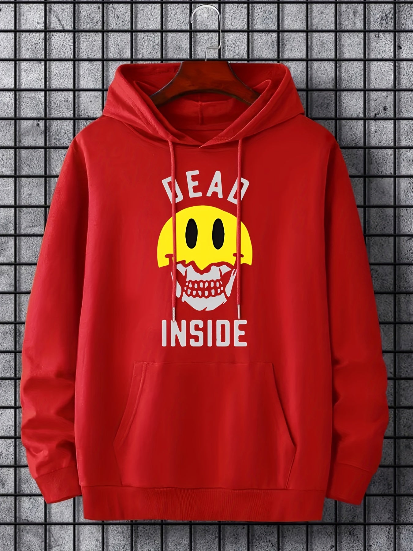 Men's Dead Inside Print Hoodie Casual Drawstring Hoodie