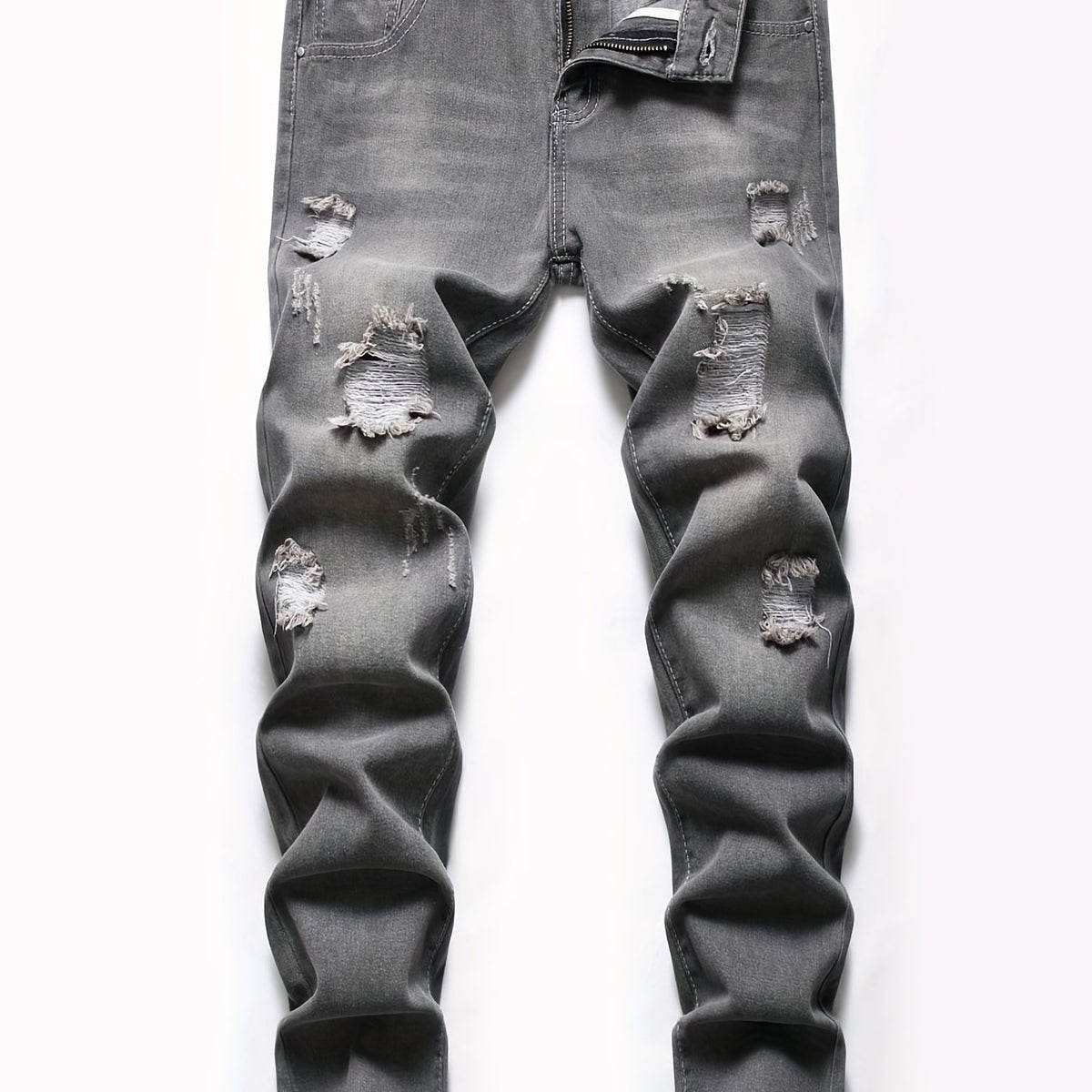 Boys Ripped Jeans Skinny Slim Fit Washed Denim Long Pants
