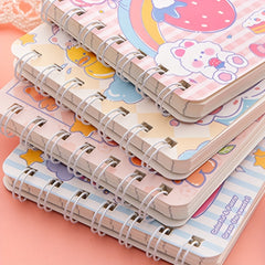 4pcs Cartoon Coil Mini Notebook Set, 320 Sheets A7 Student Portable Book