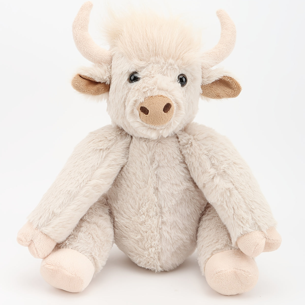 Highland Cattle Plush Toy with Movable Joints - Fluffy Stuffed Animal