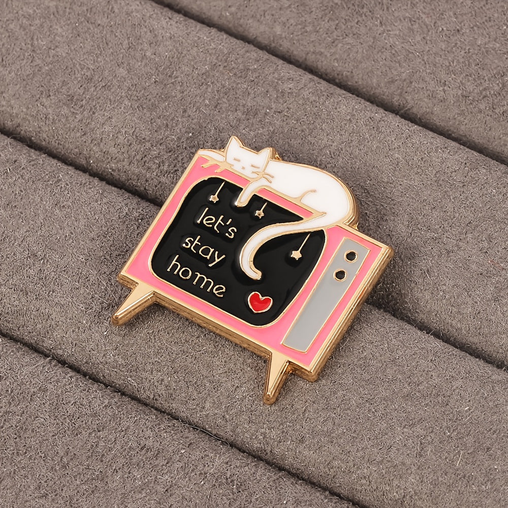 Creative Kitten TV Brooch Enamel Pin Anti-Exposure Waist Backpack Accessory