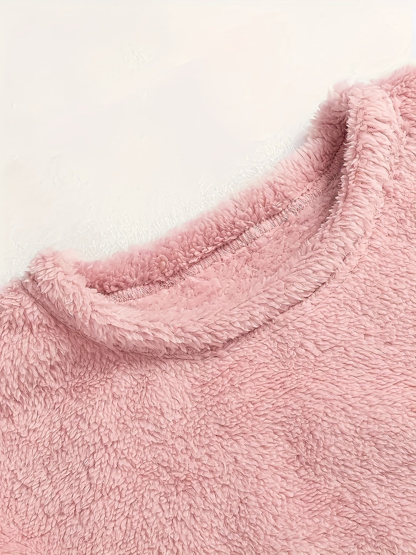  Fuzzy Fleece Pajamas Set Crew Neck Crop Top & Joggers