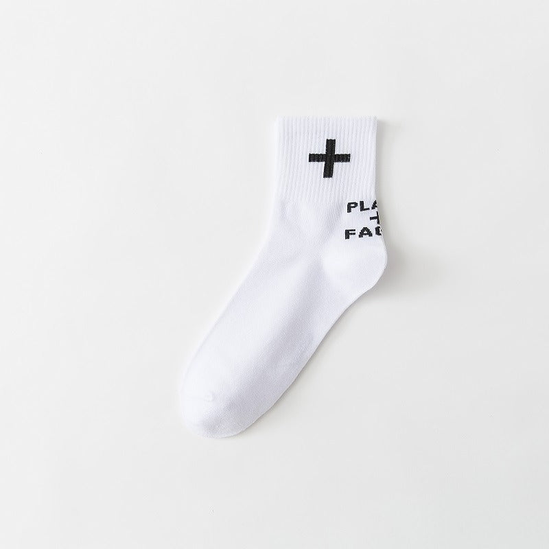 4 Pairs Letter Print Socks Women's Mid Tube Stockings