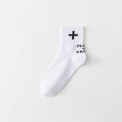 4 Pairs Letter Print Socks Women's Mid Tube Stockings