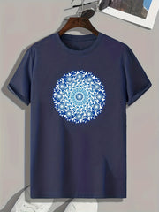 Flower Print Men's Graphic T-shirt for Summer