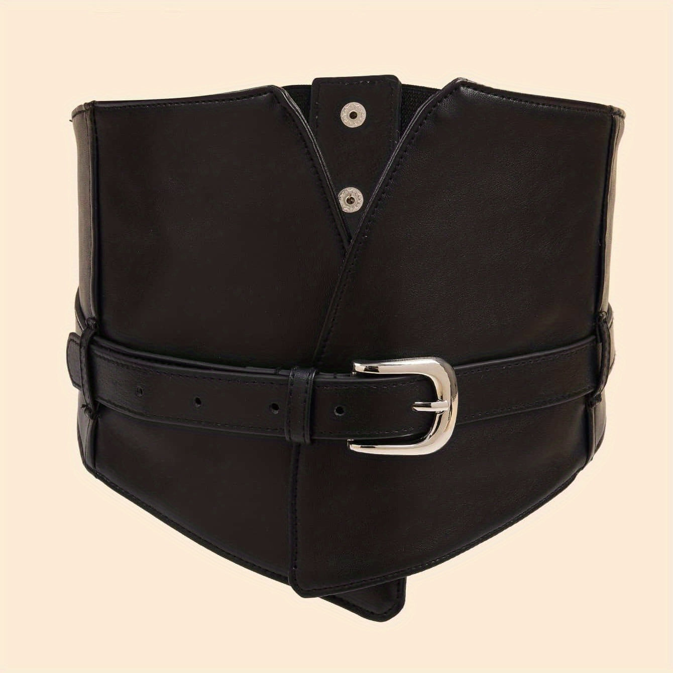 Punk Pin Buckle Wide Belt PU Leather Waistband Vintage Dress Coat Girdle