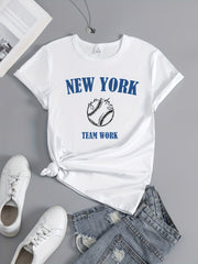 York Baseball Graphic Short Sleeve Sports T shirt Women's Activewear