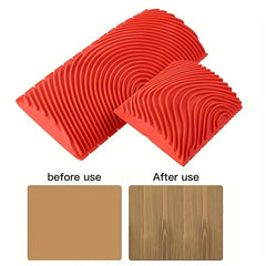 2pcs Rubber Wood Grain Rolling Brush Paint Tool