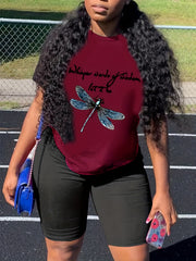  Slogan & Dragonfly Print 2 Piece Set