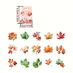 45pcs Autumn Letter Washi Paper Boxed Stickers, Material Sealing Stickers
