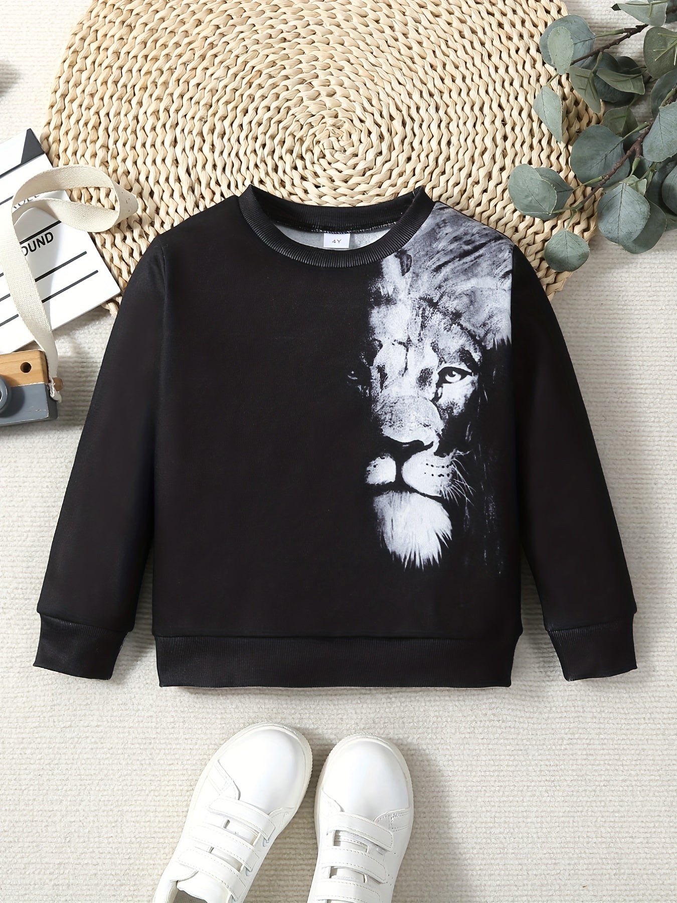 Lion 3D Pattern Kid's Sweatshirt Long Sleeve Top For Fall Winter