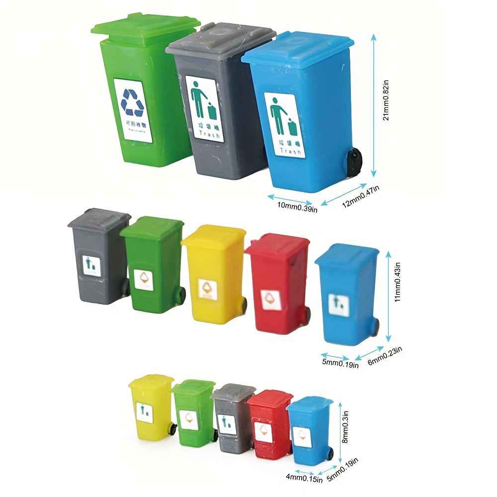 5pcs Street Trash Can DIY Material Rubbish Bin Mini Trash Can Simulation