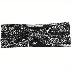 Floral Pattern Headband Elastic Boho Hair Band Cross Knotted Hair Accessories