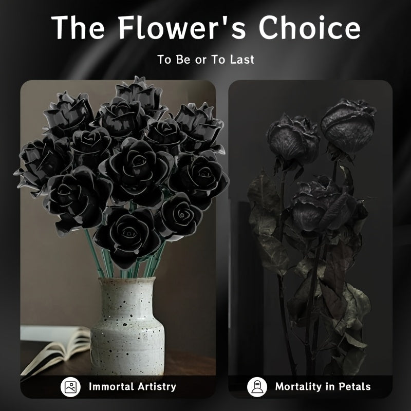 Gothic Roses Bouquet Building Set Artificial Flowers for Valentines & Mothers