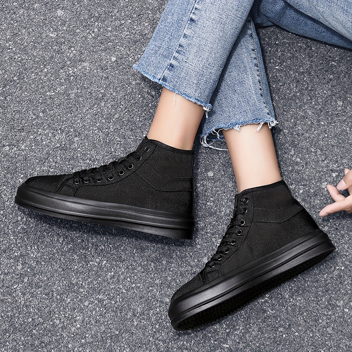 Green Lace Up High Top Canvas Shoes for Women