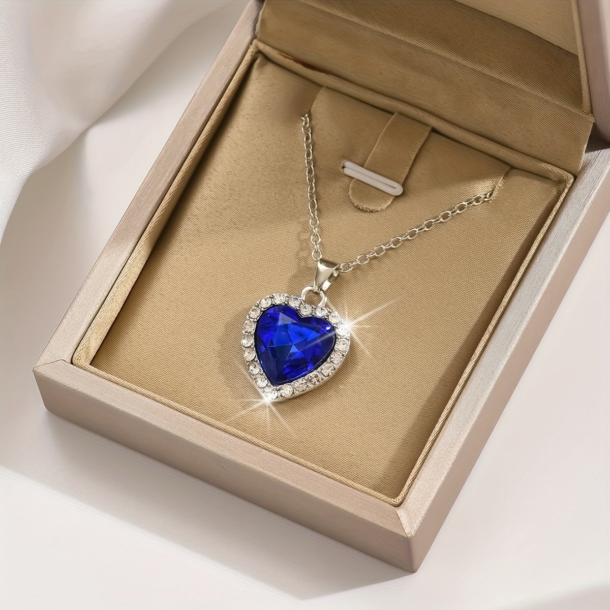 Heart Birthstones Pendant Necklace Zircon Sparkly Neck Chain