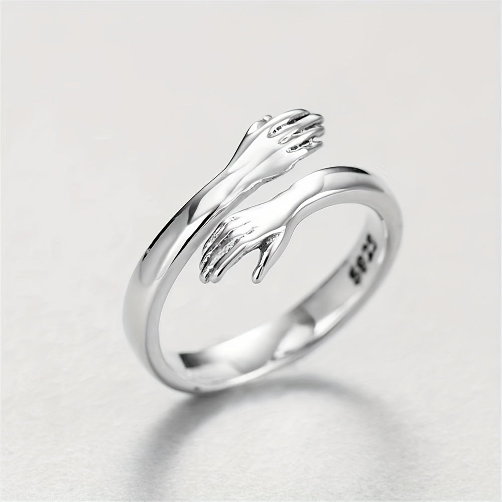 Romantic Double Section Love Hug Ring Adjustable Finger Ring