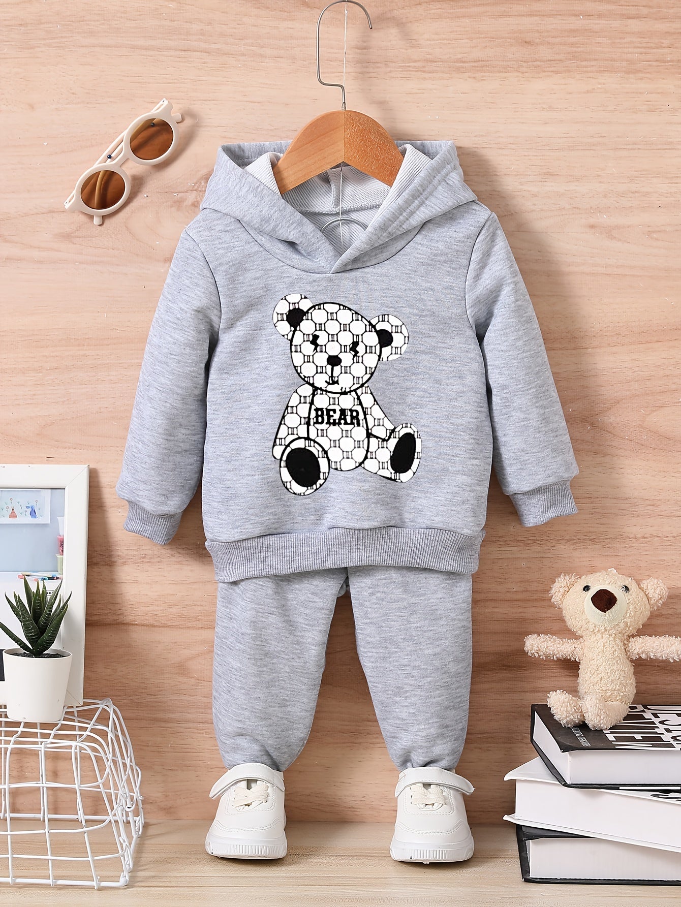 Bear Kids Hoodie Outfit Baby Autumn Winter Sweatshirt Set