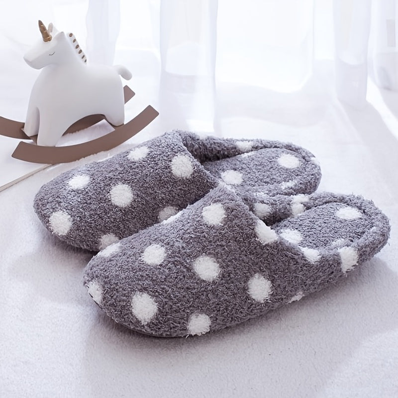 Men's Furry Cozy Dot Slides Warm Slip On Indoor Home Shoes